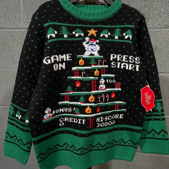 Holiday Gaming Sweater - Green and Black - Picture 1 of 1